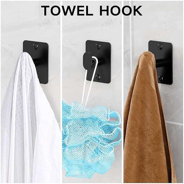 Matte Black Bathroom Accessories Set, KLJKPA 4 Pieces Bathroom Hardware Set, 24 inch Towel Bar, Towel Racks for Bathroom, Robe Towel Hooks, Toilet Paper Holder Wall Mounted - Image 6