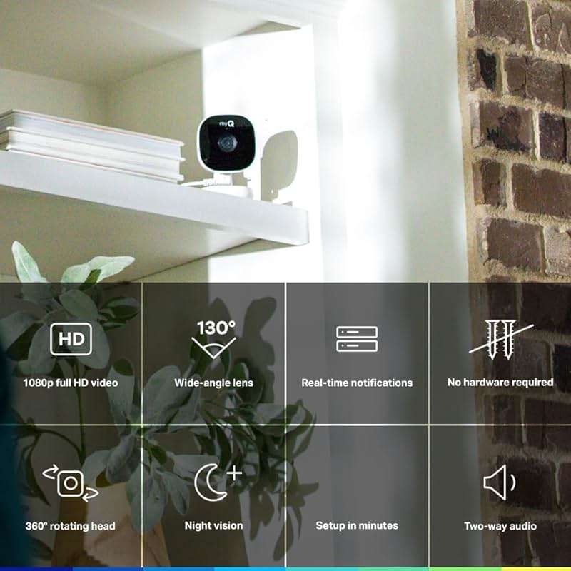 Chamberlain myQ Smart Indoor Security Camera – 1080p HD Video, Night Vision, Motion Detection, Wi-Fi, Two-Way Audio, Smartphone Control - Image 2