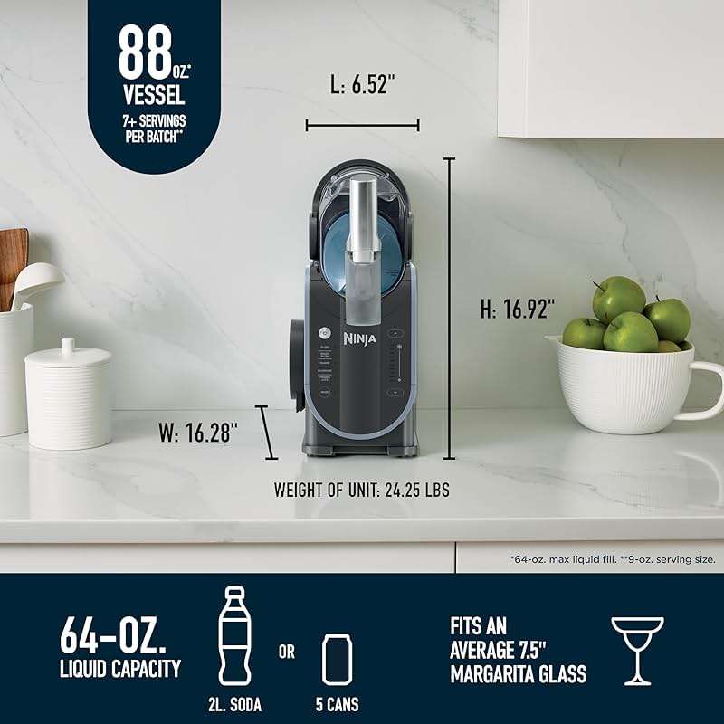 Ninja SLUSHi Frozen Drink & Slushie Machine with RapidChill Technology | 88 oz. Easy Fill Vessel | 5 Preset Programs | Make Margaritas, Frappés, & More | With Dishwasher Safe Parts | Black | FS301 - Image 2