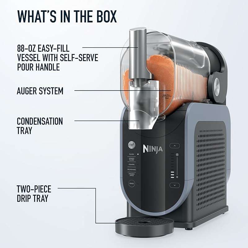 Ninja SLUSHi Frozen Drink & Slushie Machine with RapidChill Technology | 88 oz. Easy Fill Vessel | 5 Preset Programs | Make Margaritas, Frappés, & More | With Dishwasher Safe Parts | Black | FS301 - Image 12