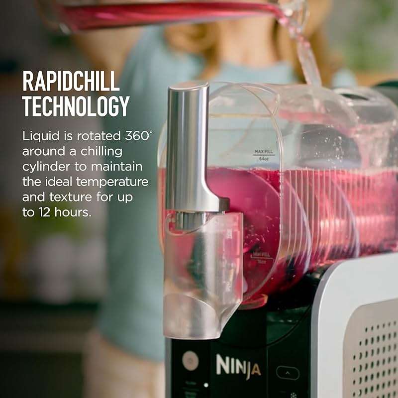 Ninja SLUSHi Frozen Drink & Slushie Machine with RapidChill Technology | 88 oz. Easy Fill Vessel | 5 Preset Programs | Make Margaritas, Frappés, & More | With Dishwasher Safe Parts | Black | FS301 - Image 7