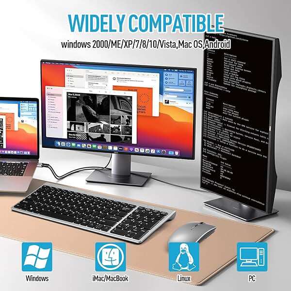 Wireless Keyboard and Mouse Combo, Compact Quiet Wireless Keyboard and Mouse Set 2.4G Ultra-Thin Sleek Design for Windows, Computer, Desktop, PC, Notebook, Laptop-Grey - Image 5