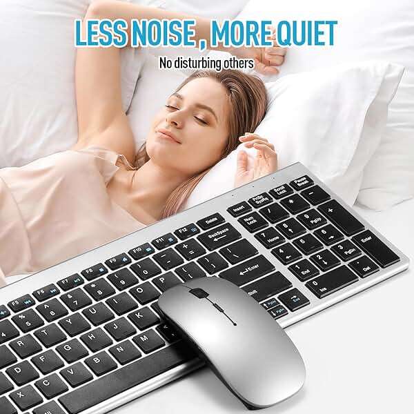 Wireless Keyboard and Mouse Combo, Compact Quiet Wireless Keyboard and Mouse Set 2.4G Ultra-Thin Sleek Design for Windows, Computer, Desktop, PC, Notebook, Laptop-Grey - Image 6
