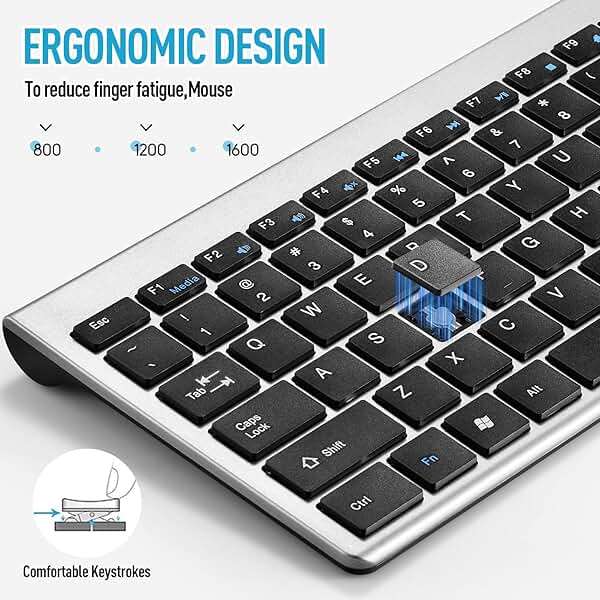 Wireless Keyboard and Mouse Combo, Compact Quiet Wireless Keyboard and Mouse Set 2.4G Ultra-Thin Sleek Design for Windows, Computer, Desktop, PC, Notebook, Laptop-Grey - Image 7