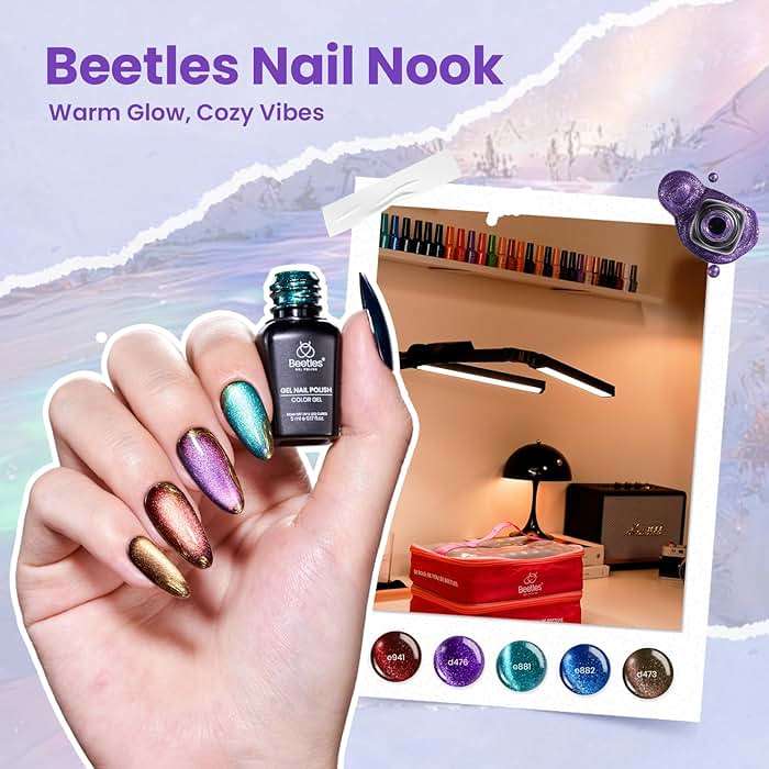 Beetles Gel Nail Polish Set, 119 PCS 100 Colors Nail Gel Polish Kit with Base, Glossy Matte Glitter Top Coat, Nail Nook Pearl Cat Eye White Red Pink Nude Colors, Soak Off UV LED Home Manicure - Image 2