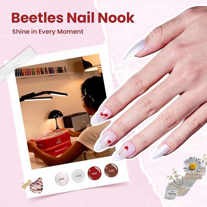 Beetles Gel Nail Polish Set, 119 PCS 100 Colors Nail Gel Polish Kit with Base, Glossy Matte Glitter Top Coat, Nail Nook Pearl Cat Eye White Red Pink Nude Colors, Soak Off UV LED Home Manicure - Image 4