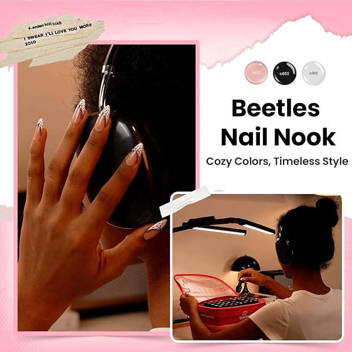 Beetles Gel Nail Polish Set, 119 PCS 100 Colors Nail Gel Polish Kit with Base, Glossy Matte Glitter Top Coat, Nail Nook Pearl Cat Eye White Red Pink Nude Colors, Soak Off UV LED Home Manicure - Image 5