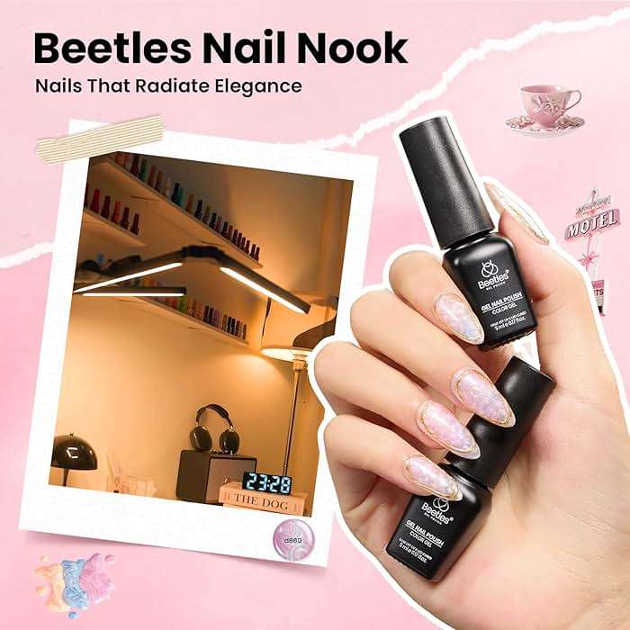 Beetles Gel Nail Polish Set, 119 PCS 100 Colors Nail Gel Polish Kit with Base, Glossy Matte Glitter Top Coat, Nail Nook Pearl Cat Eye White Red Pink Nude Colors, Soak Off UV LED Home Manicure - Image 6