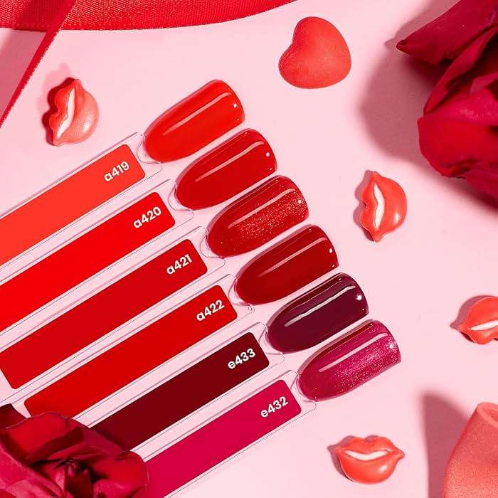 Beetles Red Gel Nail Polish Set-15ML 6 Colors Shimmer Bloody Wine Burgundy Gel Polish Kit Soak Off UV Full Size Nail Art Salon Design DIY Gift for Women Colorful Bottle - Image 3