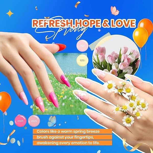 beetles Gel Polish Set Vivid Seasons - Spring Gel Nail Polish Set 36 Colors Pink Yellow Green Purple Jelly Shades 45pcs with Base & Top Coat UV LED Soak Off DIY Salon Summer Gift for Women & Girls - Image 3