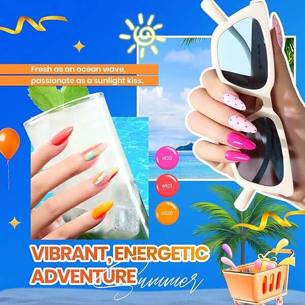 beetles Gel Polish Set Vivid Seasons - Spring Gel Nail Polish Set 36 Colors Pink Yellow Green Purple Jelly Shades 45pcs with Base & Top Coat UV LED Soak Off DIY Salon Summer Gift for Women & Girls - Image 4