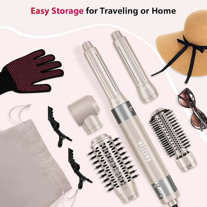 Hair Dryer 5 in 1 Hot Air Brush - 110,000 RPM High-Speed Negative Ionic Blow Dryer for Fast Drying, Multi-Styler with Auto-Wrap Curlers, Straightening Volumizing Combing Hair Styler, Multi Oval Brush - Image 7