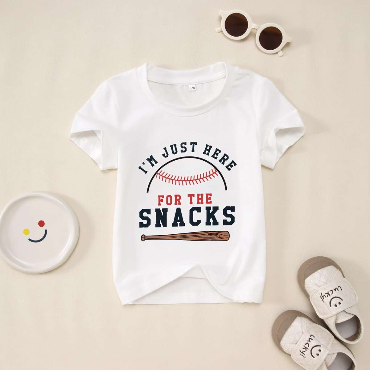 GLIGLITTR Baseball Shirt for Toddler Boys Girls I'm Just Here for the Snacks Funny Tshirt Kids Short Sleeve Summer Tee Tops - Image 3
