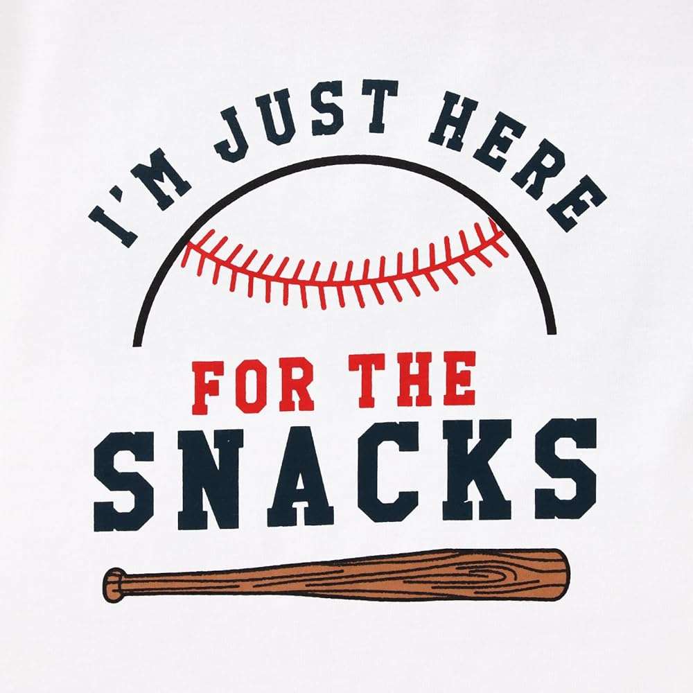 GLIGLITTR Baseball Shirt for Toddler Boys Girls I'm Just Here for the Snacks Funny Tshirt Kids Short Sleeve Summer Tee Tops - Image 4
