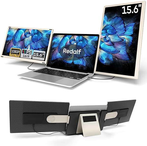 Laptop Screen Extender, 15.6'' 1080P FHD Laptop Monitor Extender with 235°Rotation Detachable Dual Monitor, Plug & Play, Triple Screen for 13"-17.3" Laptops Compatible with Mac/Wins/Android/Dex - Image 1