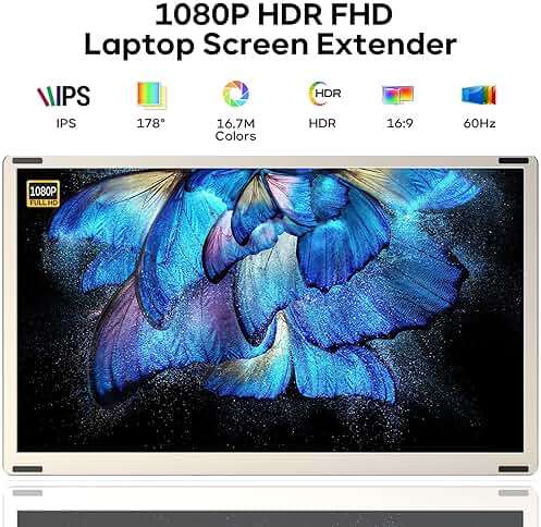 Laptop Screen Extender, 15.6'' 1080P FHD Laptop Monitor Extender with 235°Rotation Detachable Dual Monitor, Plug & Play, Triple Screen for 13"-17.3" Laptops Compatible with Mac/Wins/Android/Dex - Image 2