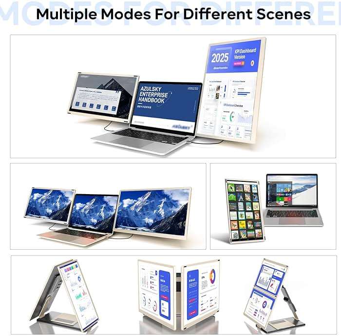 Laptop Screen Extender, 15.6'' 1080P FHD Laptop Monitor Extender with 235°Rotation Detachable Dual Monitor, Plug & Play, Triple Screen for 13"-17.3" Laptops Compatible with Mac/Wins/Android/Dex - Image 3