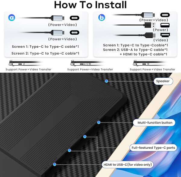 Laptop Screen Extender, 15.6'' 1080P FHD Laptop Monitor Extender with 235°Rotation Detachable Dual Monitor, Plug & Play, Triple Screen for 13"-17.3" Laptops Compatible with Mac/Wins/Android/Dex - Image 4