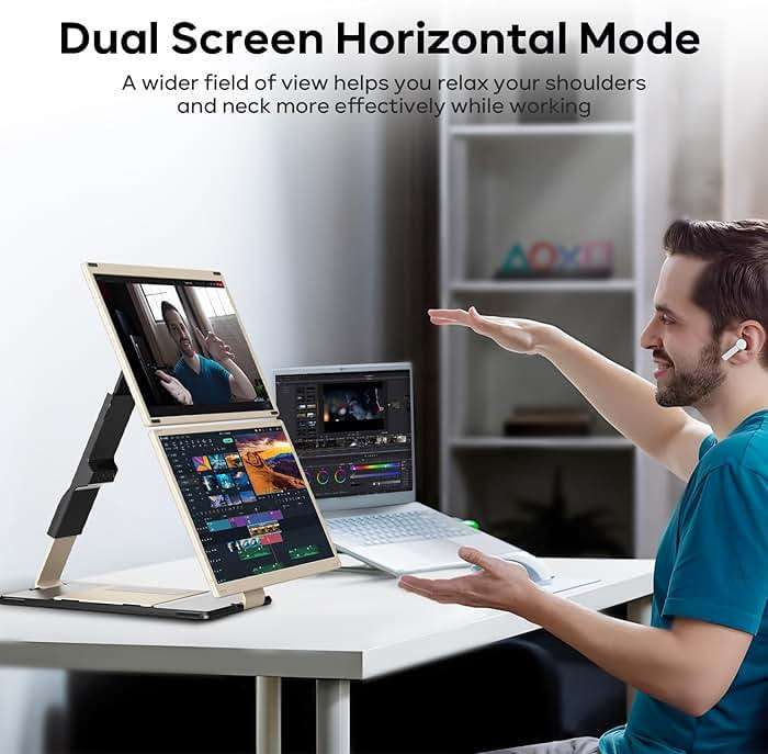 Laptop Screen Extender, 15.6'' 1080P FHD Laptop Monitor Extender with 235°Rotation Detachable Dual Monitor, Plug & Play, Triple Screen for 13"-17.3" Laptops Compatible with Mac/Wins/Android/Dex - Image 6