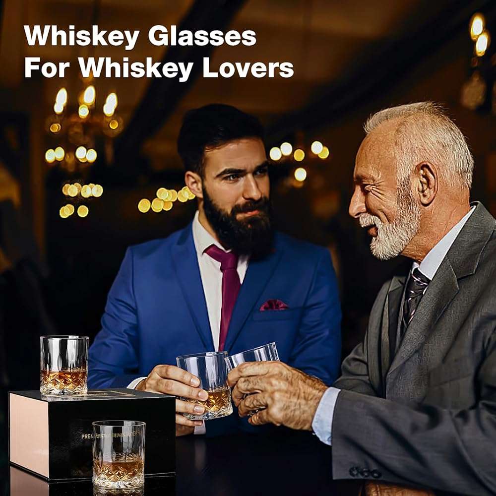 Hlukana Luxury Box Old Fashioned Whiskey Glasses Set of 4, 11 OZ Cocktail Glasses, Bourbon Rocks Scotch Glasses, Barware for Scotch Rum Vodka Liquor, Gifts for Men Father Grandfather Boss - Image 5