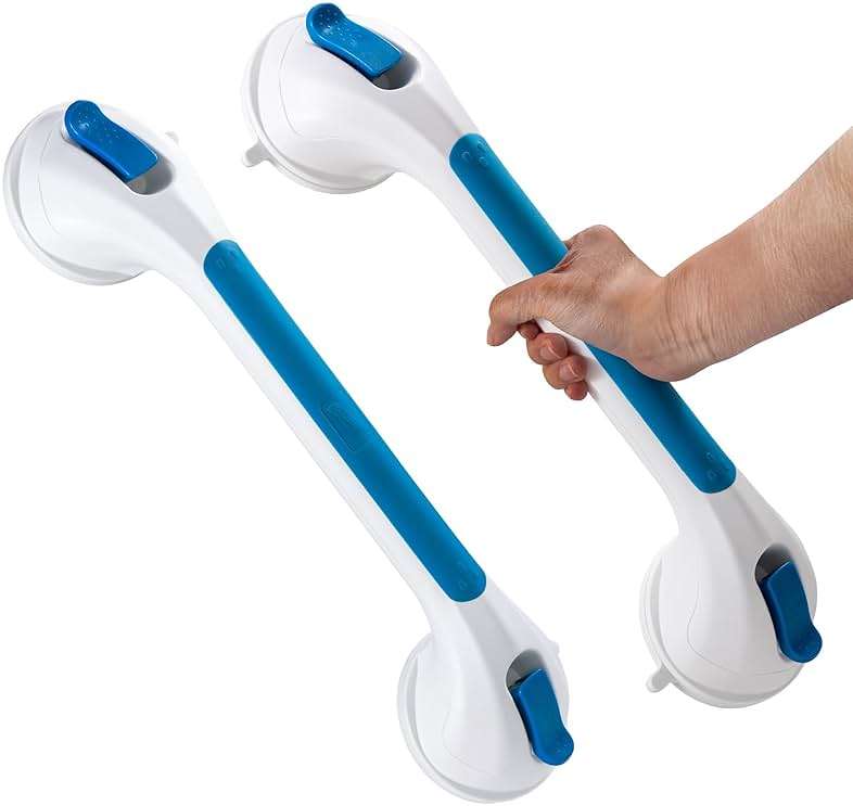 TAILI Shower Grab Bar Set 16 Inch Suction Cup Grab Bars for Bathroom & Shower, Removable Shower Safety Handle Heavy Duty Bathtub Grip, Grey & Blue - Image 4
