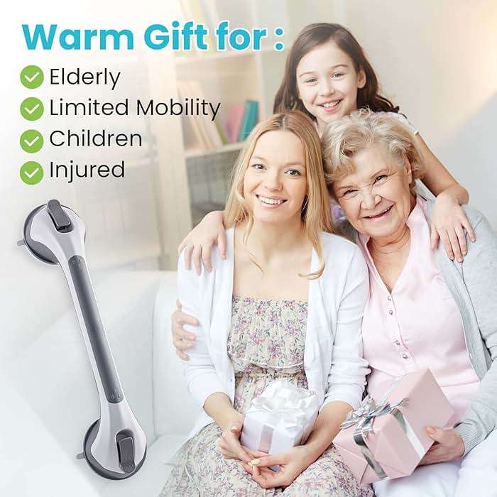 TAILI Shower Grab Bar Set 16 Inch Suction Cup Grab Bars for Bathroom & Shower, Removable Shower Safety Handle Heavy Duty Bathtub Grip, Grey & Blue - Image 9