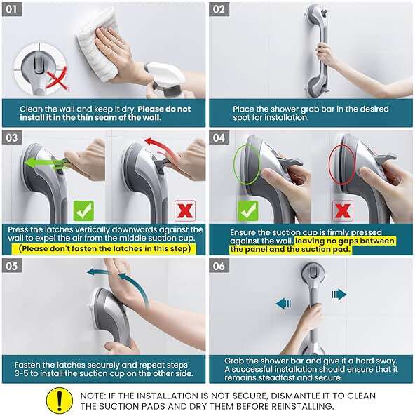 TAILI Shower Grab Bar 2 Pack Silver & 1 Pack Grey - Image 7
