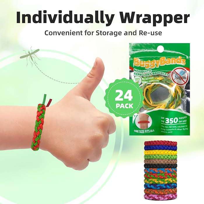 BuggyBands 24 Pack Mosquito Repellent Bracelets for Adults & Kids, DEET-Free, Individually Wrapped, Adjustable PU Leather Bug Repellent Wrist Bands - Image 4