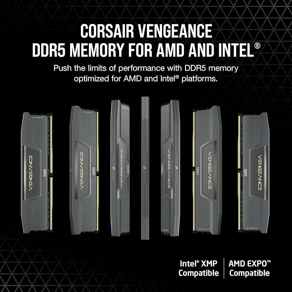 CORSAIR Vengeance DDR5 RAM 16GB (2x8GB) Up to 5200MHz CL40 AMD EXPO Intel XMP 3.0 Desktop Computer Memory - Gray - Image 2
