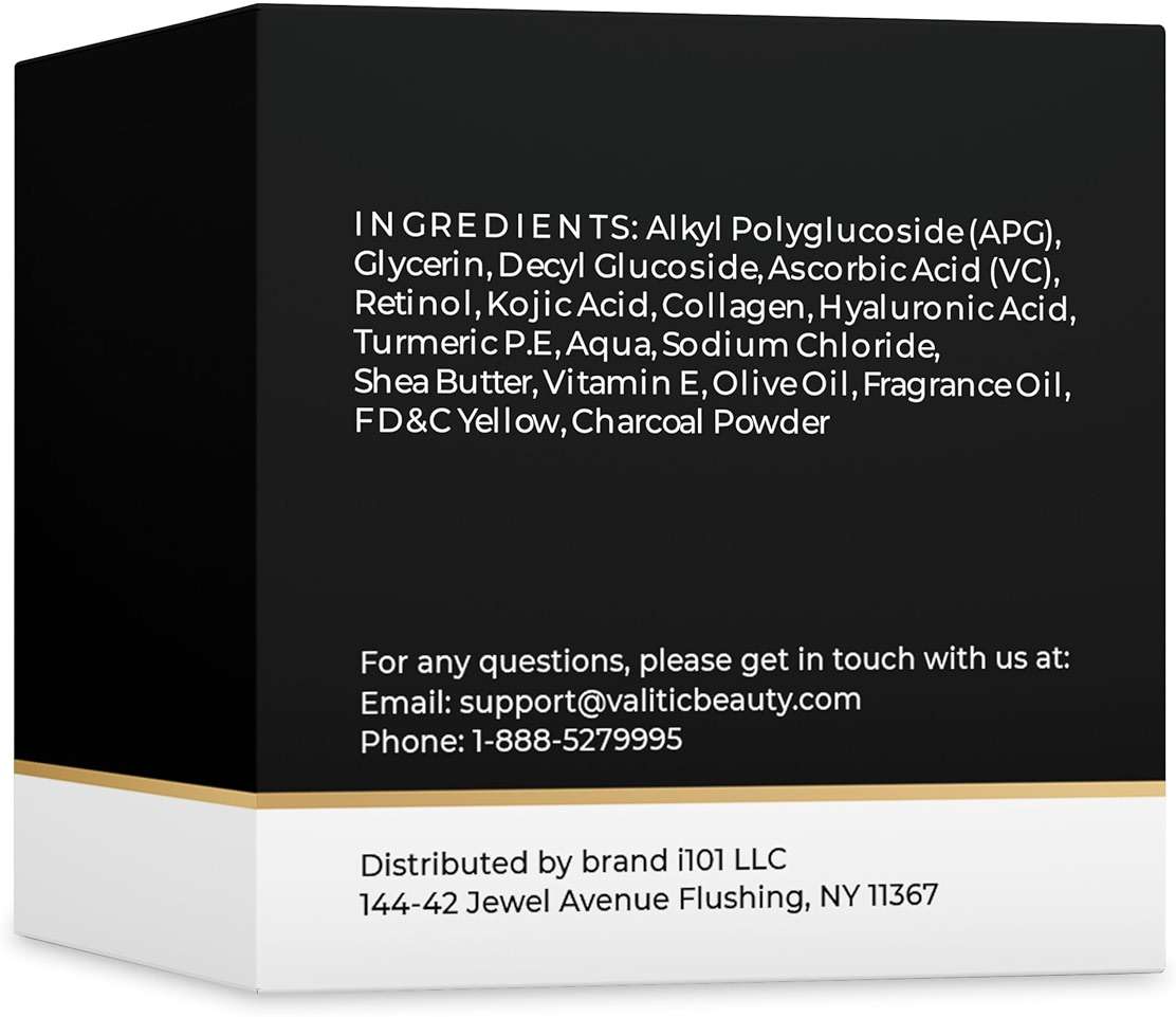 VALITIC Charcoal Kojic Acid Turmeric Black Soap Bar Dark Spot Remover for Body or Face Wash - 2 Pack - Image 5