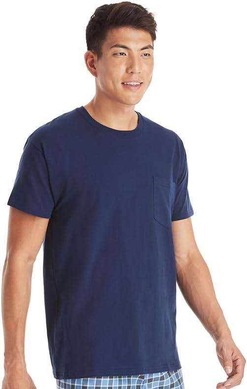 Hanes Men's Pocket T-Shirt Pack, 6-Pack, Cool & Breathable Cotton Tees, Stay-Tucked Undershirts for Men - Image 2
