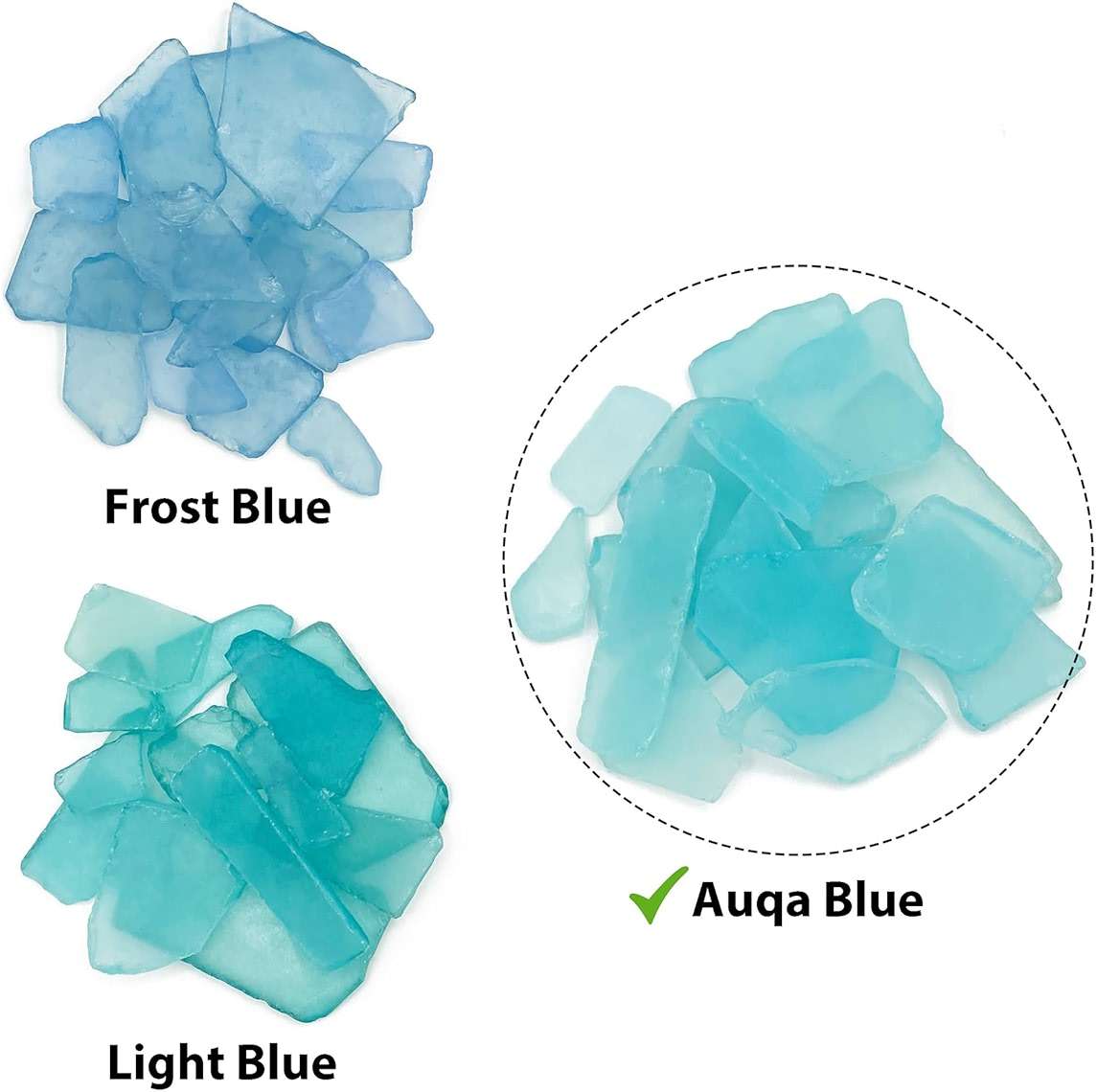 CYS EXCEL Sea Glass 16 Ounces Aqua Blue | Multiple Color Choices Crushed Glass Vase Filler | Aquarium Nautical Décor for Art Crafts Flat Frosted Dyed Color Stone - Image 6