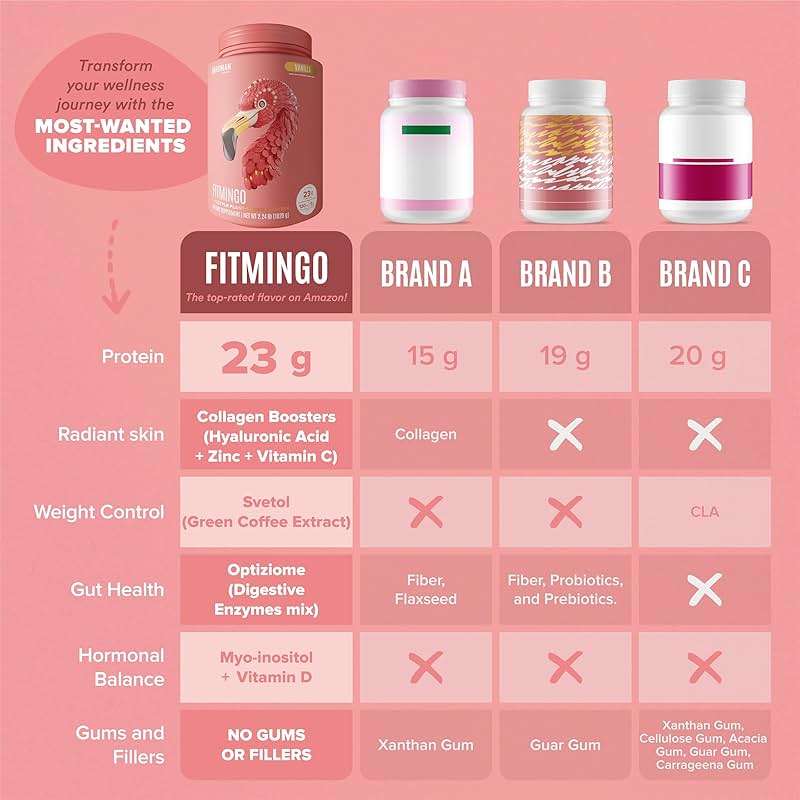 BIRDMAN Fitmingo Vegan Protein Powder with Inositol, Collagen Boosters, Hyaluronic Acid and Vitamins | Low Carb, Dairy Free, Lactose Free, Low Calorie | 23g Plant Based Vanilla Protein Powder - Image 6