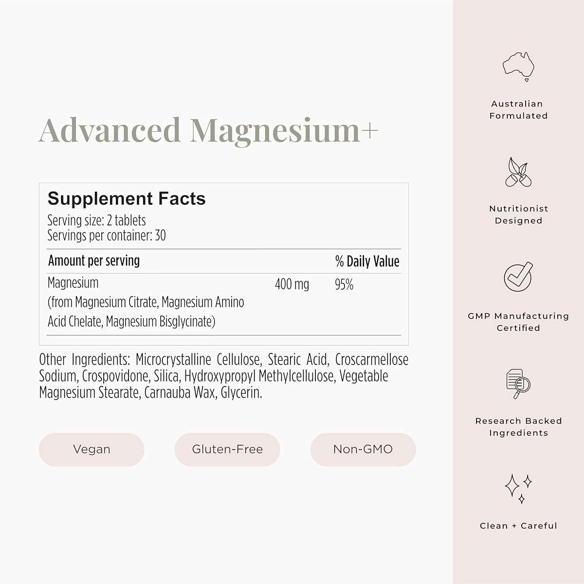 JSHealth Magnesium Supplement for Sleep. 400mg Triple-Form Glycinate, Citrate, Amino Acid Chelate. By Nutritionist Jessica Sepel (60 Tablets) - Image 2