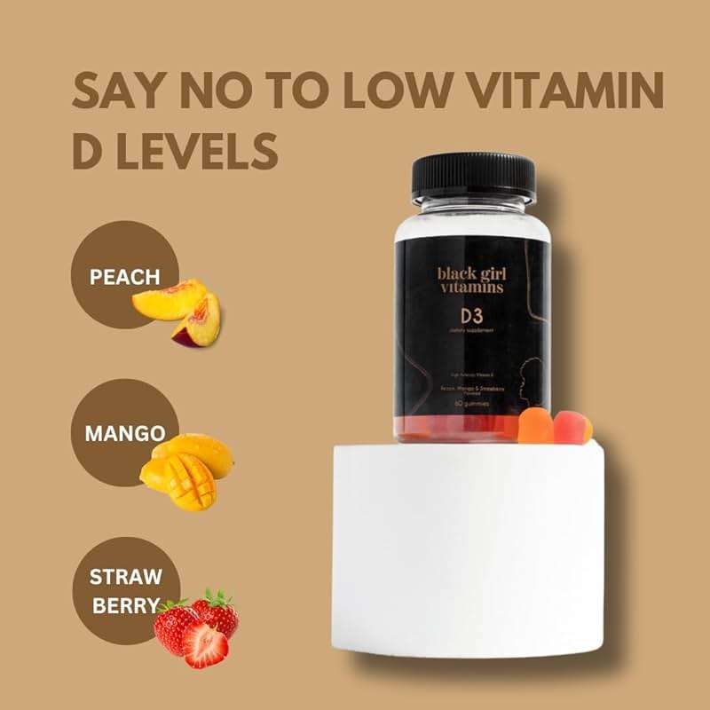 Black Girl Vitamins - Vitamin D3 Gummies, for Immune, Energy, and Bone Support, 2000IU (50mcg) Vitamin D per Serving, Gluten-Free Vitamin D Gummies - Image 4