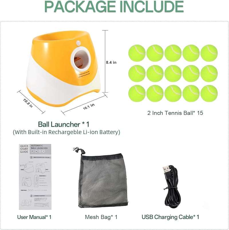 MEKAPLE Automatic Dog Ball Launcher, Dog Ball Thrower with 15 Mini Tennis Balls Sizing 2 Inch and Mesh Bag, Interactive Dogs Toys Tennis Balls Launcher for Small Dogs with 3 Distance Settings - Image 5