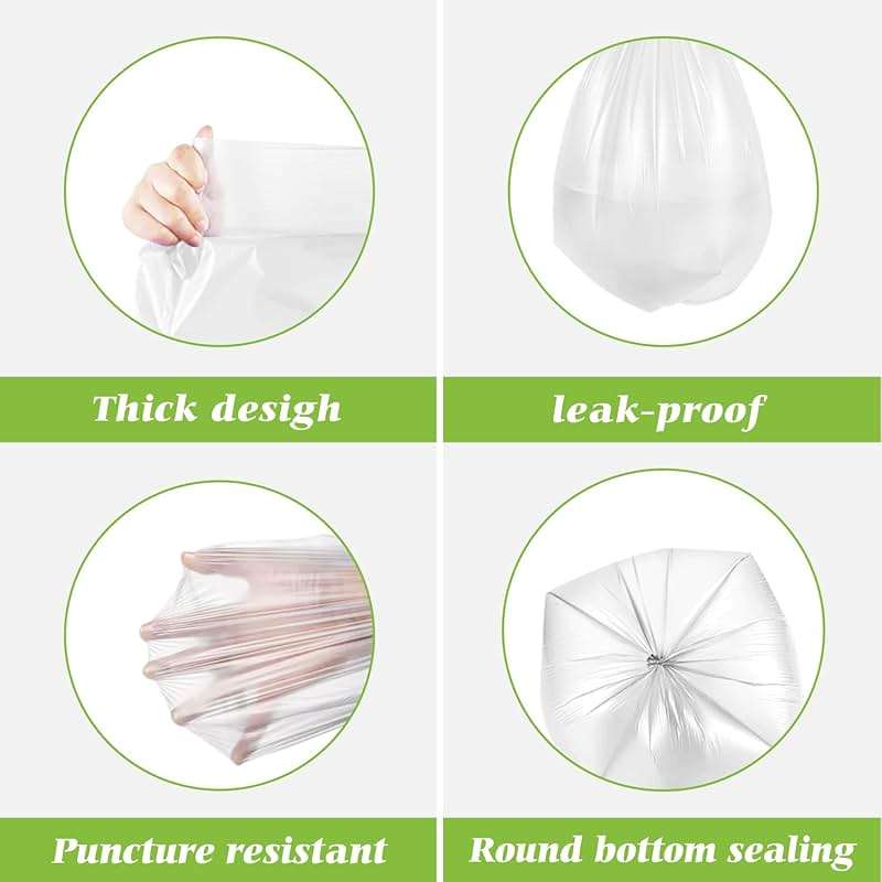 13 Gallon 120 Counts Strong Trash Bags Tall Kitchen Garbage Bags by Teivio, 12 Gallon 13 Gallon 14 Gallon, Multi-Use Bin Liners, Plastic Bags for Home Office Kitchen Yard Industrial, Clear - Image 4