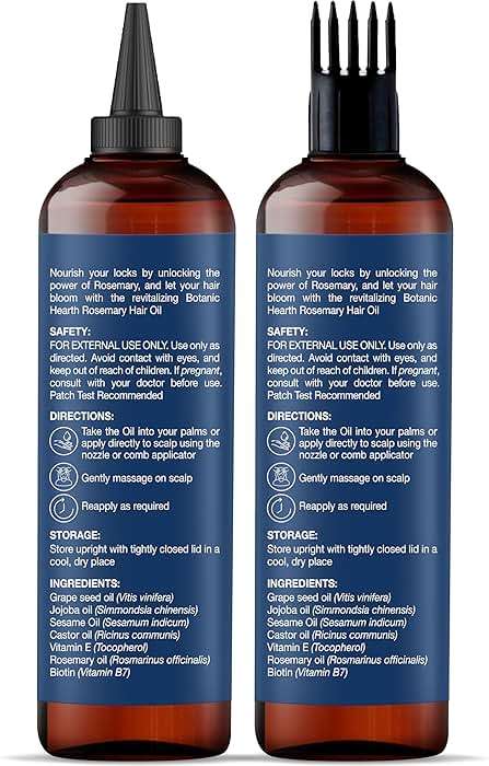 Botanic Hearth Hair Oil for Hair Growth | Rosemary Oil for Hair Growth with Biotin, Castor & Jojoba | Hair Relaxers & Dry Scalp Treatment | Color Safe | All Hair Types | Set of 2 (6.7 Fl Oz) - Image 6
