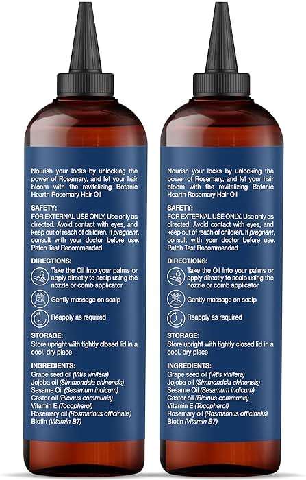 Botanic Hearth Hair Oil for Hair Growth | Rosemary Oil for Hair Growth with Biotin, Castor & Jojoba | Hair Relaxers & Dry Scalp Treatment | Color Safe | All Hair Types | Set of 2 (6.7 Fl Oz) - Image 7
