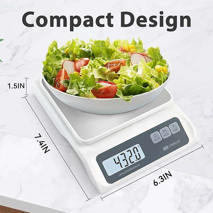 CYBERGIANT 13lb/0.1g Precision Digital Food Scale - Meal Prep Kitchen Baking & Espresso Coffee - Gram Scale with Stainless Steel Platform & LCD Display - Image 2