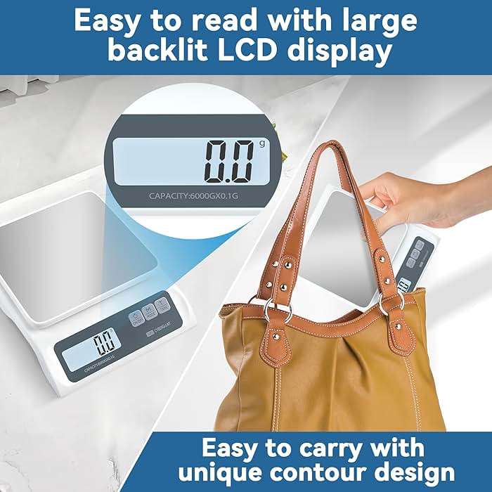 CYBERGIANT 13lb/0.1g Precision Digital Food Scale - Meal Prep Kitchen Baking & Espresso Coffee - Gram Scale with Stainless Steel Platform & LCD Display - Image 6