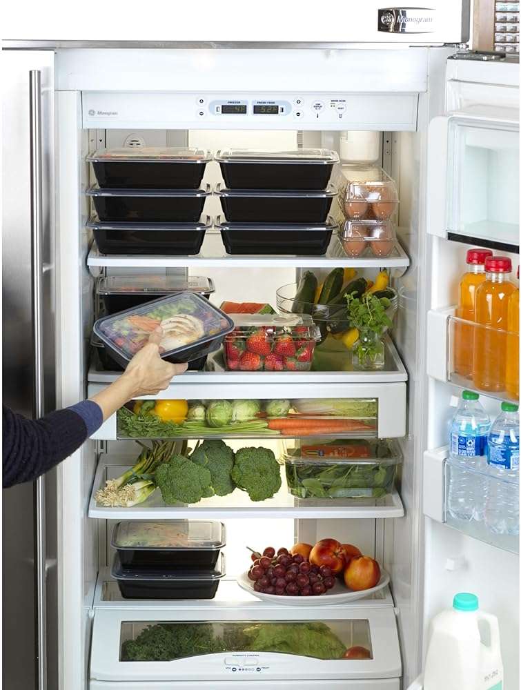 GoodCook Meal Prep Rectangle Single Compartment 30 units, Black, BPA Free - Image 2