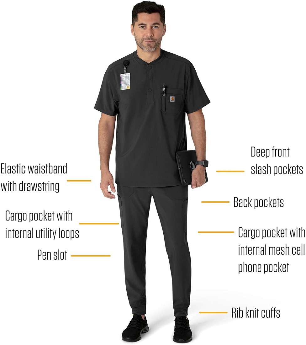 Carhartt Scrubs for Men Force Cross-Flex Joggers Pants with Drawstring and 7 Pockets - Image 2