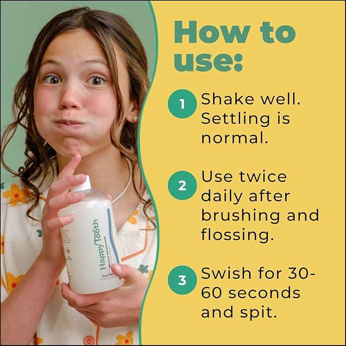 Happy Tooth Hydroxyapatite Mouthwash, Alcohol Free, Fluoride Free, Teeth Whitening, Remineralizing for Enamel Strength, Oral Microbiome Support, Dentist Formulated, Gentle Care, Fresh Mint, 20 Fl Oz - Image 4