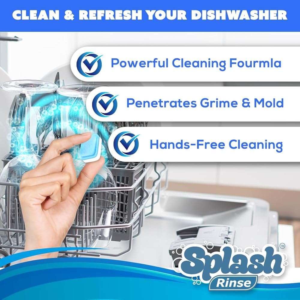 Splash Rinse Dishwasher Cleaner Tablets - Deep Cleaning For All Dishwasher Machine Models - Image 2