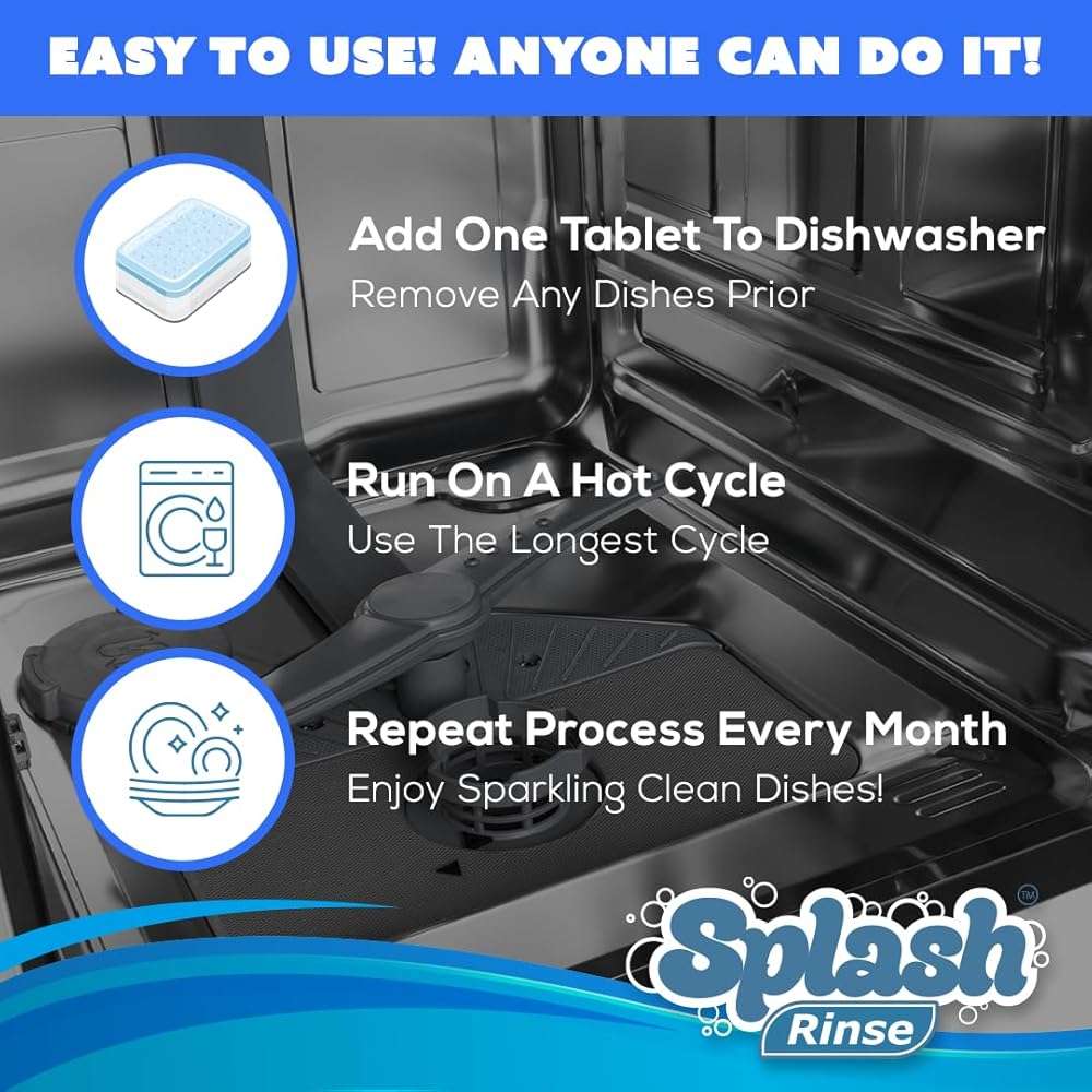Splash Rinse Dishwasher Cleaner Tablets - Deep Cleaning For All Dishwasher Machine Models - Image 5