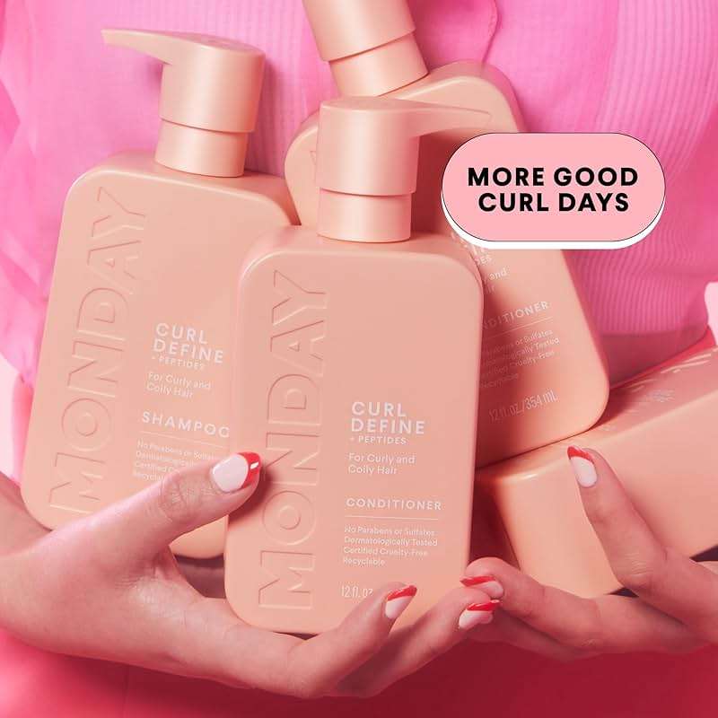 MONDAY HAIRCARE Curl Define Shampoo + Conditioner Set (2 Count) 12 oz Each Nourishes Curls, Tames Frizz, Coconut Oil and Shea Butter Enhance Shine, 100% Recyclable Bottle - Image 6
