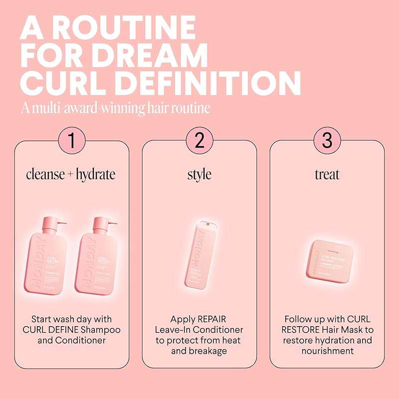 MONDAY HAIRCARE Curl Define Shampoo + Conditioner Set (2 Count) 12 oz Each Nourishes Curls, Tames Frizz, Coconut Oil and Shea Butter Enhance Shine, 100% Recyclable Bottle - Image 9