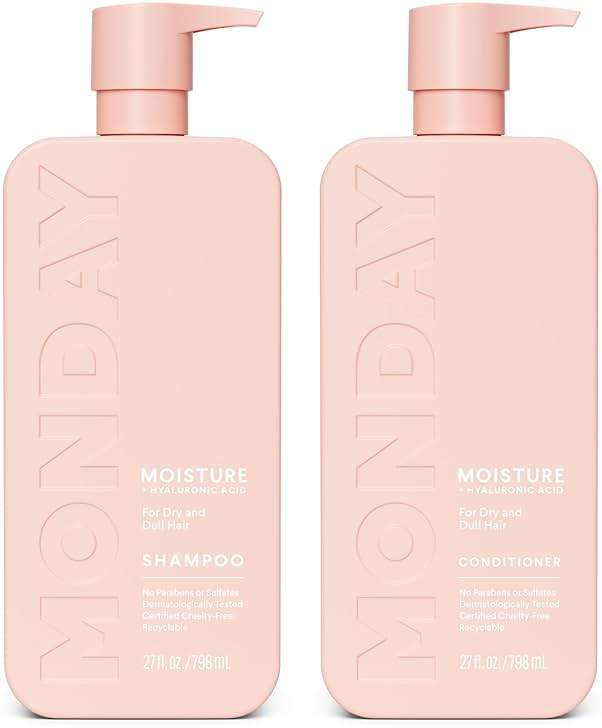 MONDAY HAIRCARE Moisture Shampoo + Conditioner Bathroom Set (2 Count) 27 oz Each for Dry, Coarse, Stressed, Frizzy Hair, Made with Coconut Oil, Rice Protein, Shea Butter and Vitamin E - Image 1