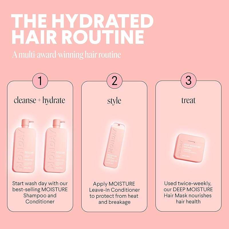MONDAY HAIRCARE Moisture Shampoo + Conditioner Bathroom Set (2 Count) 27 oz Each for Dry, Coarse, Stressed, Frizzy Hair, Made with Coconut Oil, Rice Protein, Shea Butter and Vitamin E - Image 9
